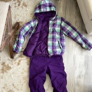 NorthFace reversible jacket & LandsEnd snow pants